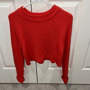 Red Ribbed Women’s Knit Sweater